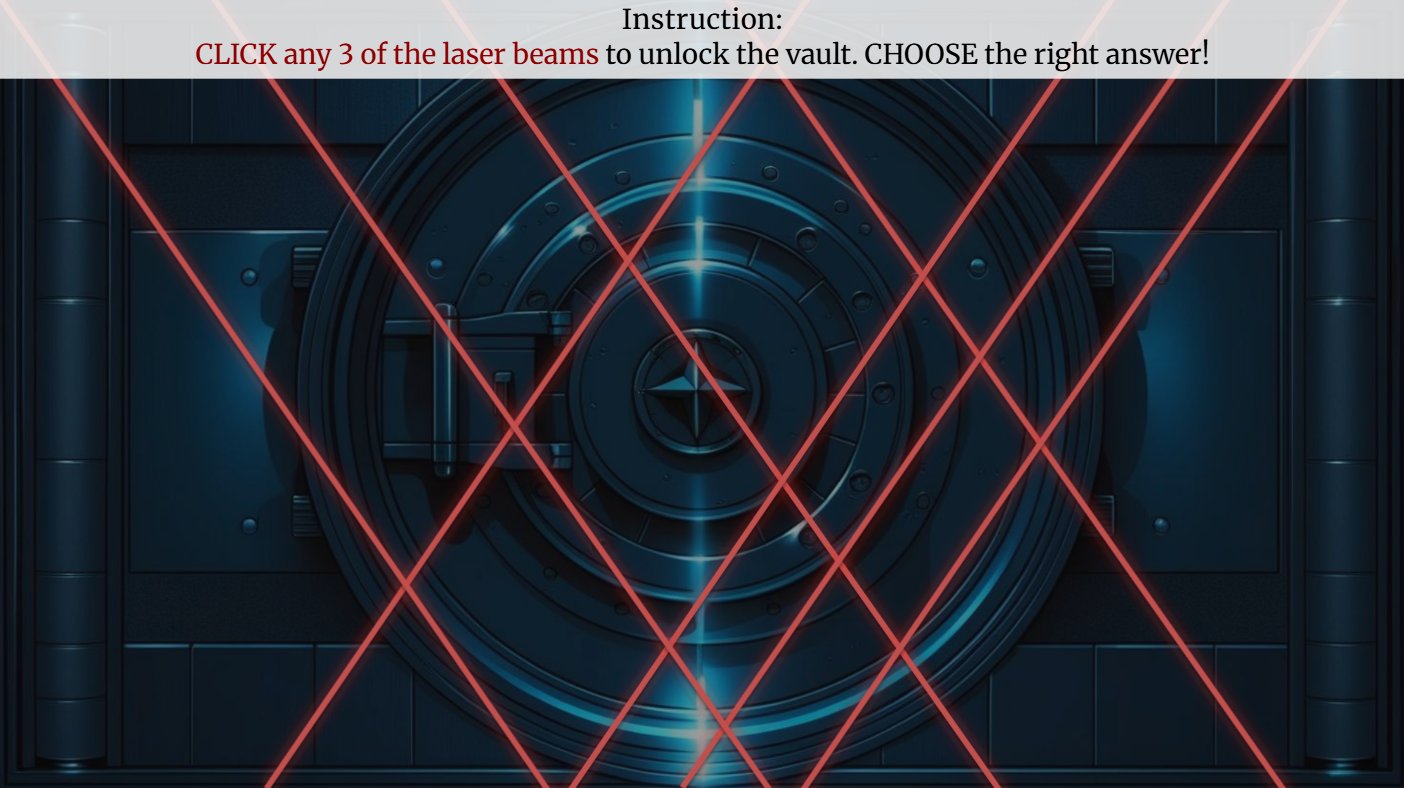 Vault covered in red laser beams with an instruction bar