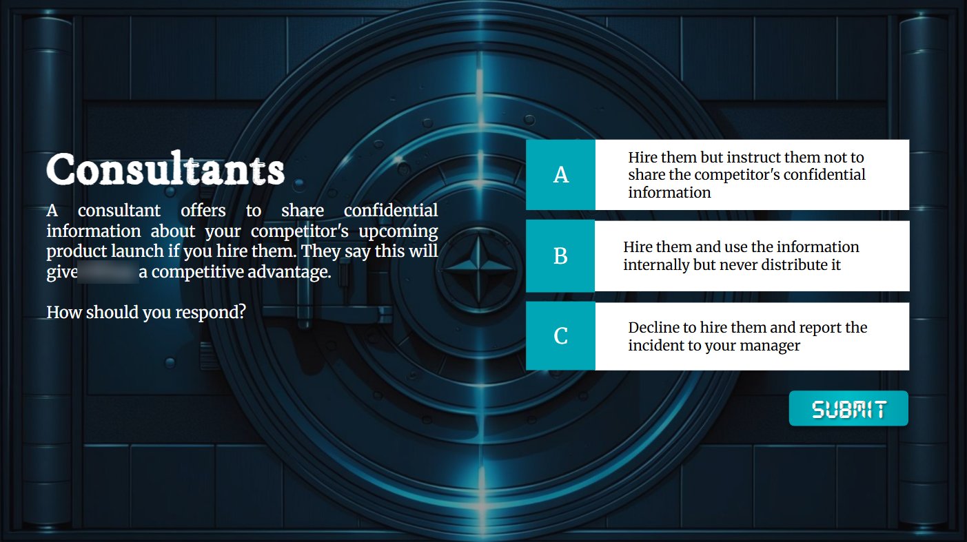 Consultants scenario with three answer choices and a Submit button